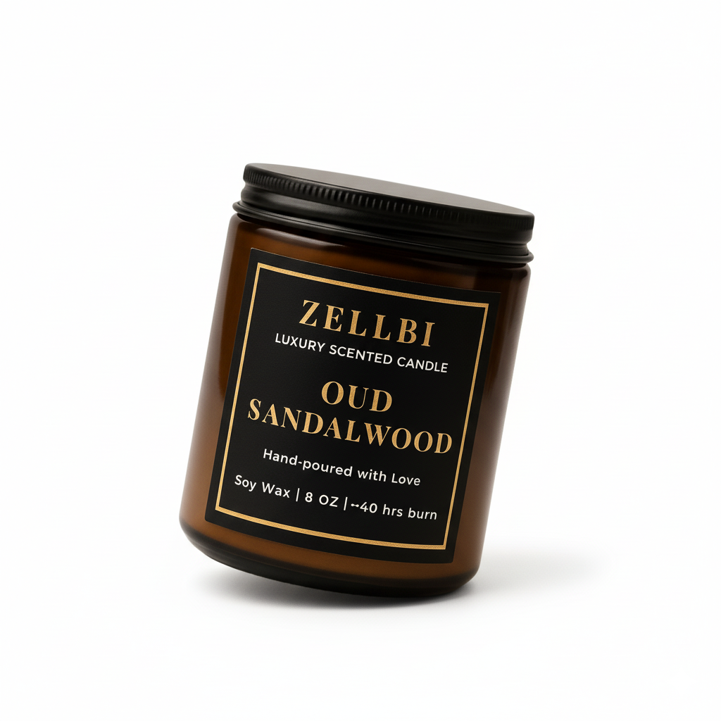 Oud Sandalwood - Amber Glass Jar