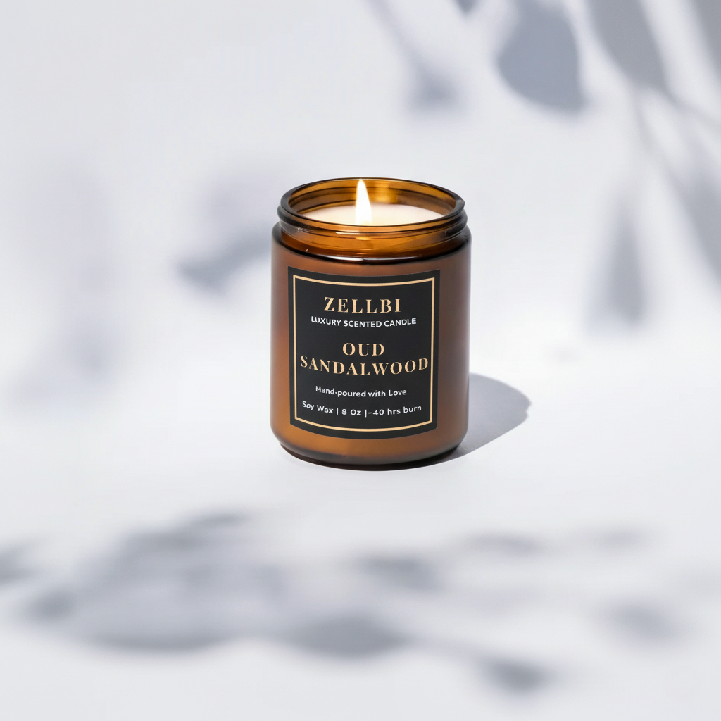 Oud Sandalwood - Amber Glass Jar